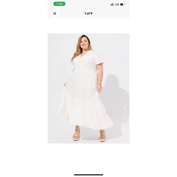 Torrid Maxi Dress White Cotton Voile Crochet Bride Wedding  Festival Boho NWT Ne - Picture 3 of 11
